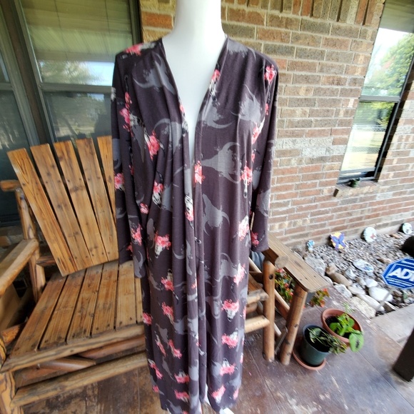 COWGIRL BULL FLORAL CARDIGAN DUSTER KIMONO XXL-3X - Picture 8 of 8